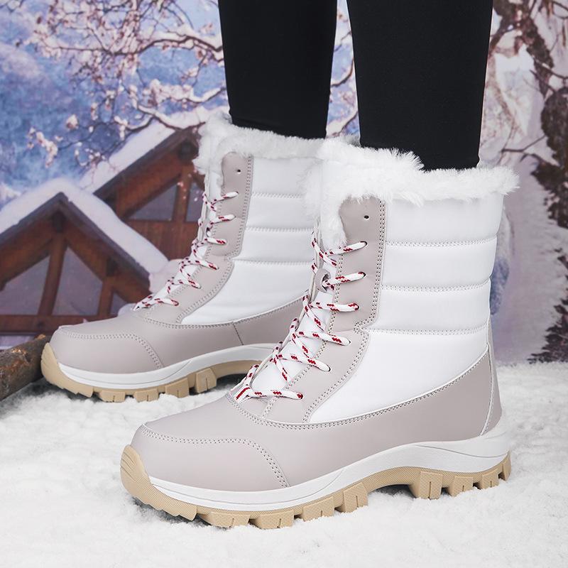 Women's Outdoor Long Winter Boots, Thick Velvet Lining, Warm Plus Size 42 Snow Footwear