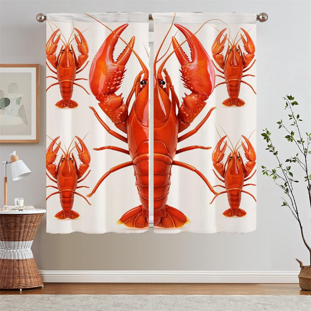 

Маленький омар Подхваты для кухонных штор Белые шторы для гостиной Плотные шторы Плотные кудри Оконные жалюзи Щупальца W132xH274cmx2pcs-CL