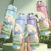1PC Cute Rabbit Animal Print 750ml Color Plastic Sports Water Bottle Leakproof Flip Straw Lid Suitable for Sports Office Home Use