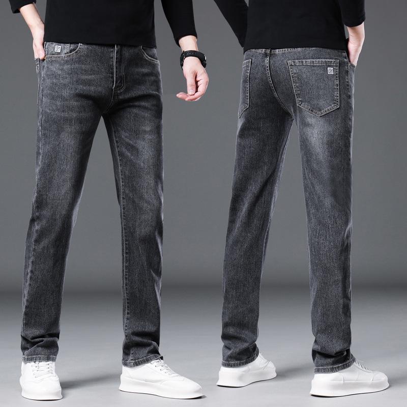 Мужские универсальные удобные хлопковые эластичные облегающие прямые джинсы 38