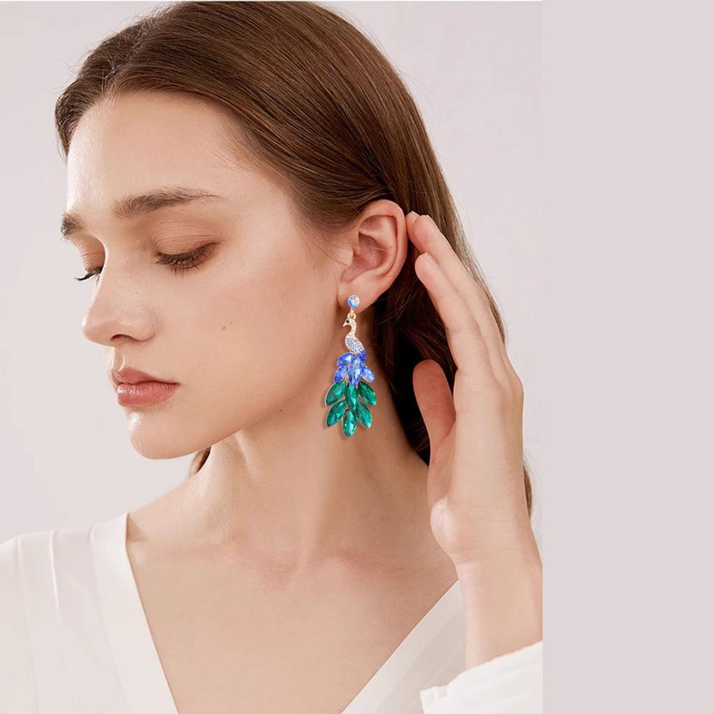 Ethnic Peacock Earrings For Women With Crystals And Animal Design Gift For Fashion Lovers