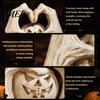 Halloween Gift for Collectors Gothic Skeleton Heart Hand Sculpture, Spooky Resin Abstract Pumpkin Statue, Vintage Yellowed Paint Statue Shape