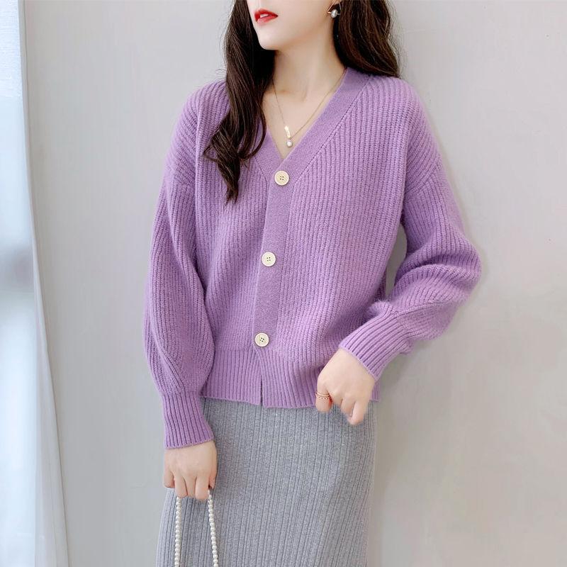 New Spring and Autumn Sweater Cardigan Women's Loose Lazy Style Versatile Short Knitted Jacket Top