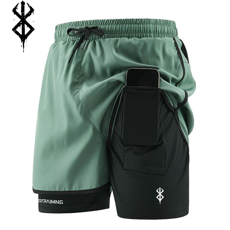 Men Summer Shorts Running Sports 2 in 1 Quick Dry Workout Training Gym Fitness Jogging Shorts Pants