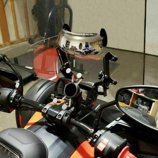 Silver Motorcycle Rearview Mirror 180 Degree Wide Angle Adjustable Wind Screen