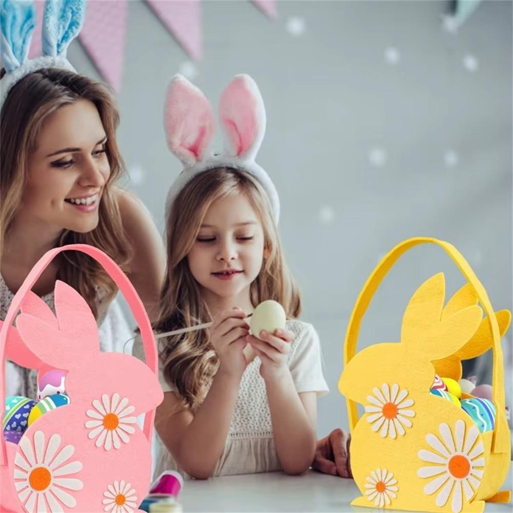 New Felt Easter Candy Gift Bag Storage Function With Handle Easter Bunny Basket Cute Candy Bag Party Decor