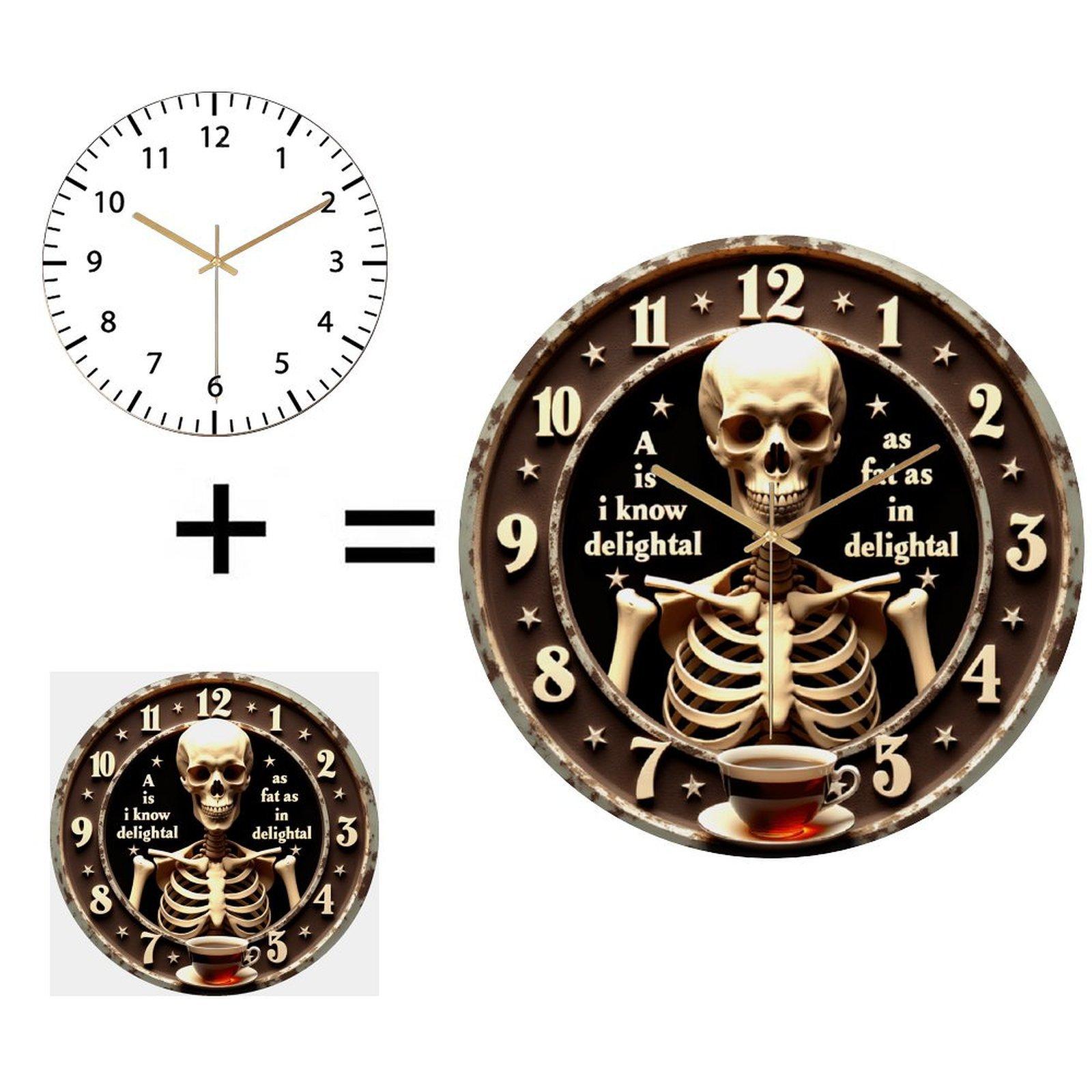 30cm Round Glass Wall Clock Faithfully Represented in All Marketing Materials (White,12 in(30.48cm))