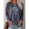 Floral Dreamcatcher Pattern Women's Casual Printed Elegant Long Sleeve fashion vintage beautiful party women's clothing A cute round-neck top,