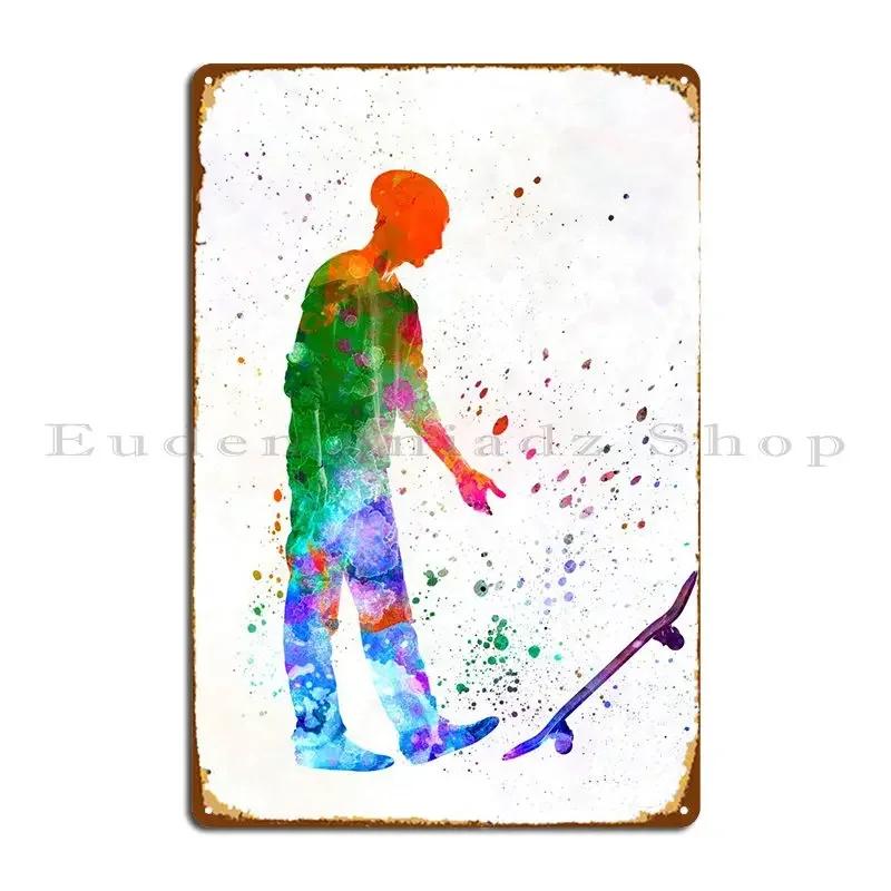 Man Skateboard Metal Plaque Poster Wall Cave Bar Cave Bar Design Wall Pub Tin Sign Poster 20x30cm(7.8x11.8inch)