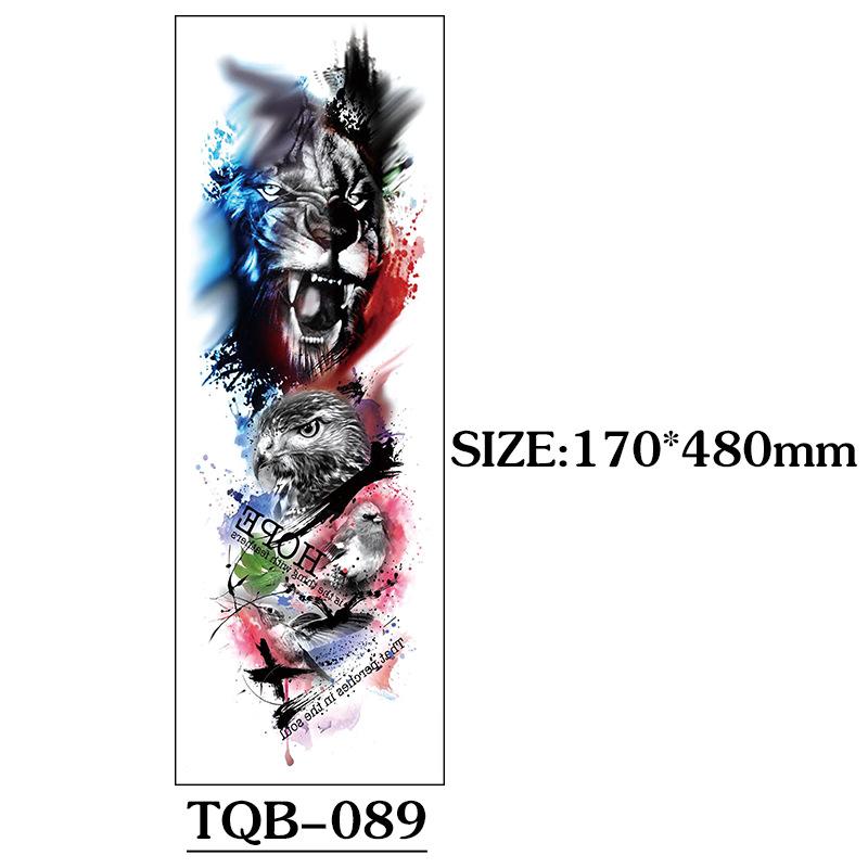 Full Arm Tattoo Sticker Full Arm, Big Picture Lion Tiger Wolf Animal Big Flower Arm Tattoo Sticker