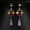Colorful Cubic Zirconia Long Drop Earrings, Luxury Geometric Crystal Earrings, Elegant Evening Party Jewelry Gift