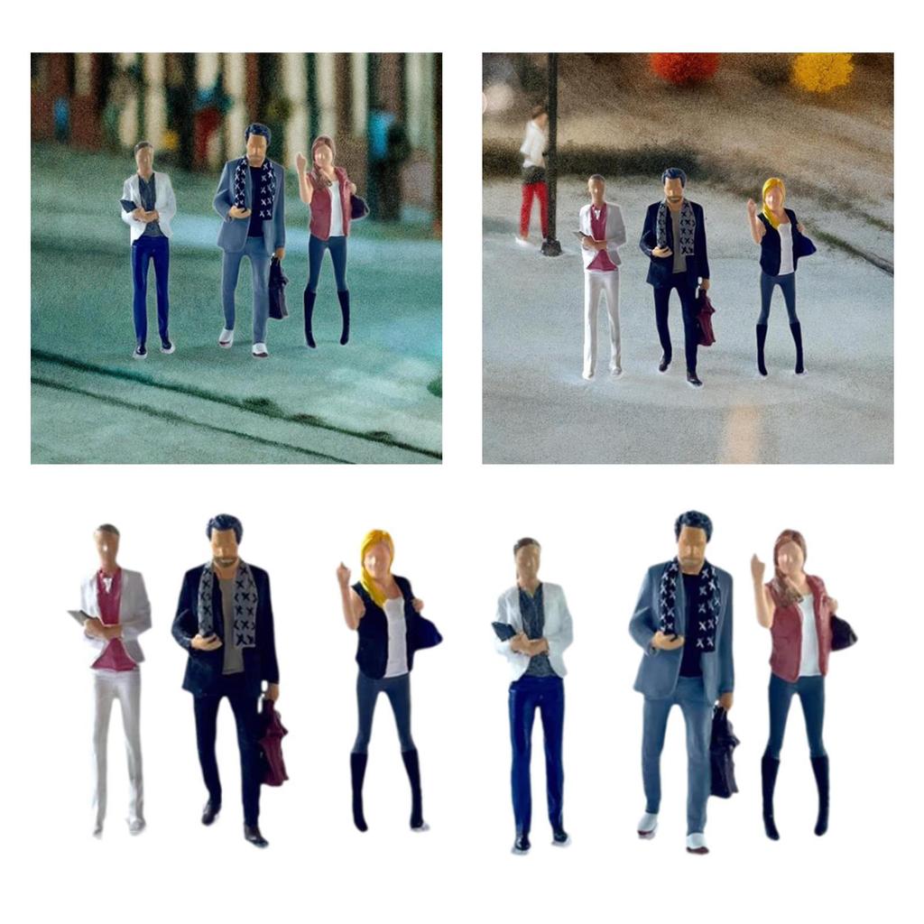3Pcs 1/64 People Figures, Businessman and Secretary Figures for Diorama Miniature Scene Decor