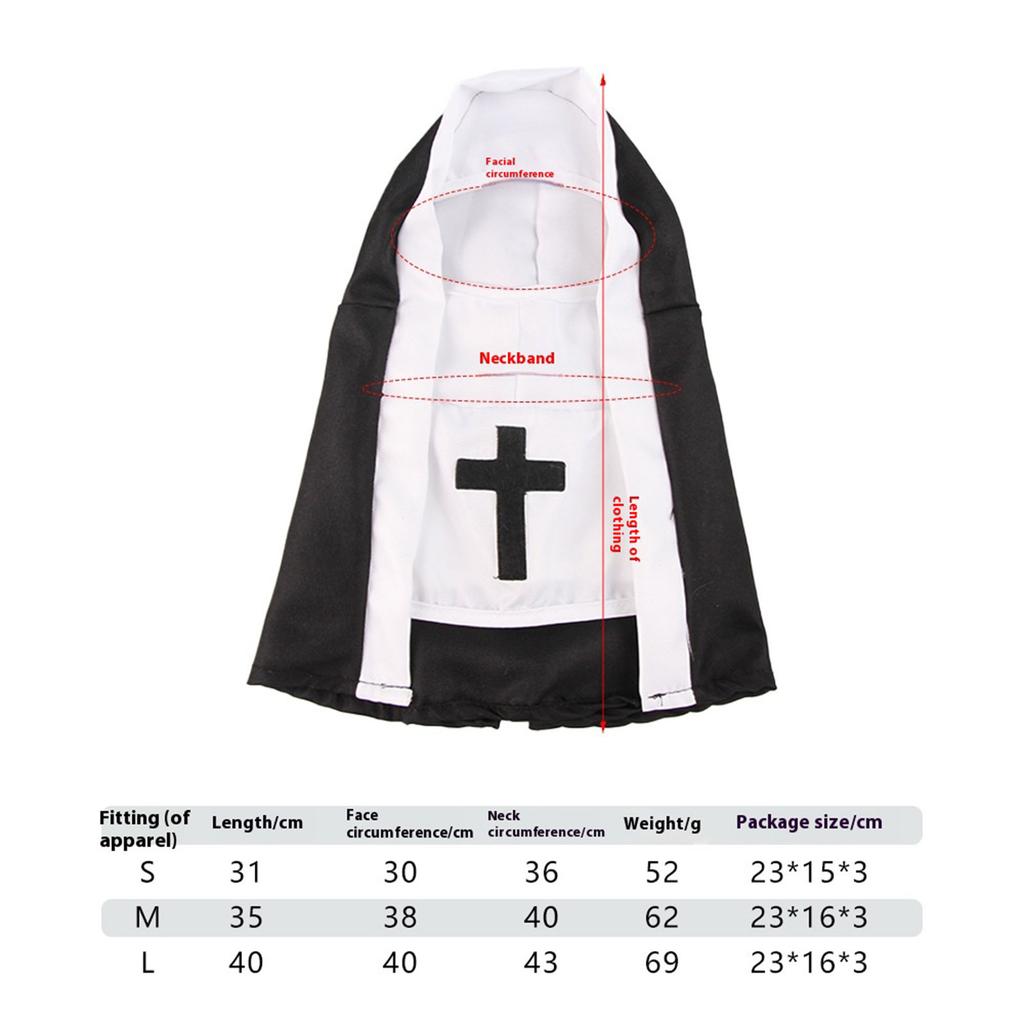 Whimsically Pet Nun Cloak Robe Dress Halloween Costume Parties Supplies For Dog Cats Photoshoots Fun Cosplay Outfits