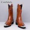 Men’s Motorcycle Boots Western Boots Black Jockey Boots Casual Street Style Cool Brown High Boots Plus Size