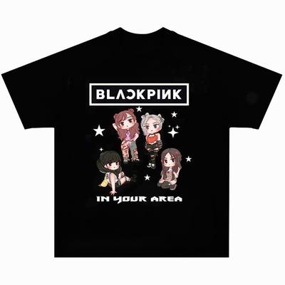 Black Pink Cartoon Graphic Tee Unisex Short Sleeve Shirt Gift for Fan S-5XL Unisex T-Shirt
