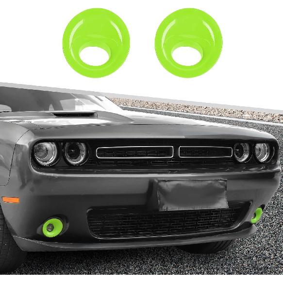 

Voodonala for Challenger Front Foglights Fog Lights Lamps Protection Covers Trim Fit for 2015-2026+ Dodge Challenger Exterior Accessories, ABS Red зелений