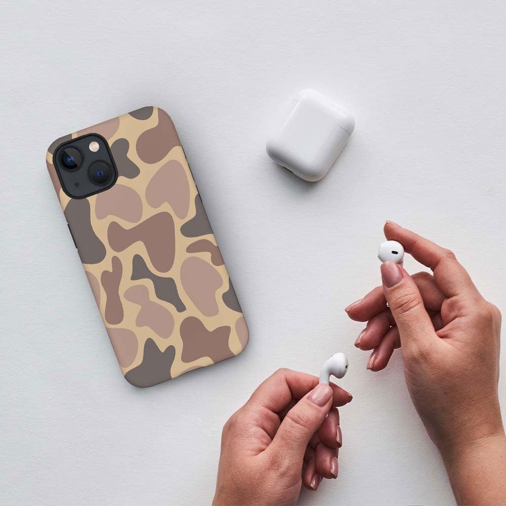 

SmaMZ for iPhone 15 Case, T2 Brown Retro Camouflage Shockproof Rugged Cover Dual Layer Soft TPU Hard PC Bumper Case Design for iPhone 15