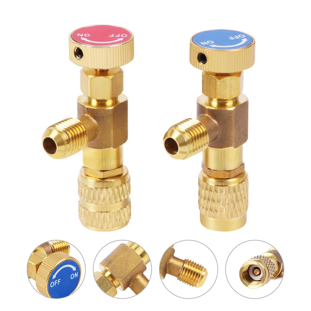 R410 R22 Air Conditioning Refrigerant Safety Valve 1/4" Refrigeration Charging Safety Liquid Adapter Repair Hand Tool Parts