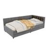 Upholstered Bed Extendable Sofa Bed 90x200cm with Slatted Frame, Multifunctional Bed Made of Skin-Friendly Velvet Fabric