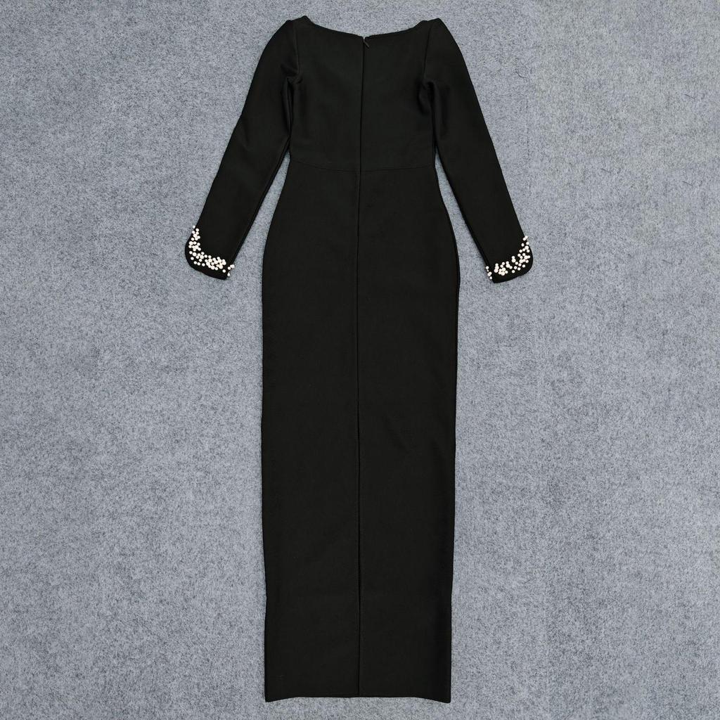 Elegant Beaded Evening Gown - European & American Style for Socialites