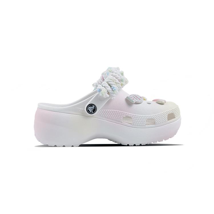 Crocs Classic Platform Clog EVA Sweet Meow Claw Classic Cloud Dopamine Girly Cute Gradient Hand-Painted Hole Shoes Women's White