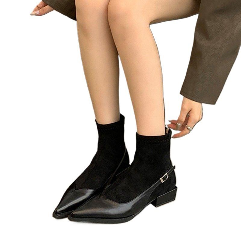 Pointed boots short boots women's 2025 autumn and winter new women's boots niche design Martin boots thick heel short boots thin boots