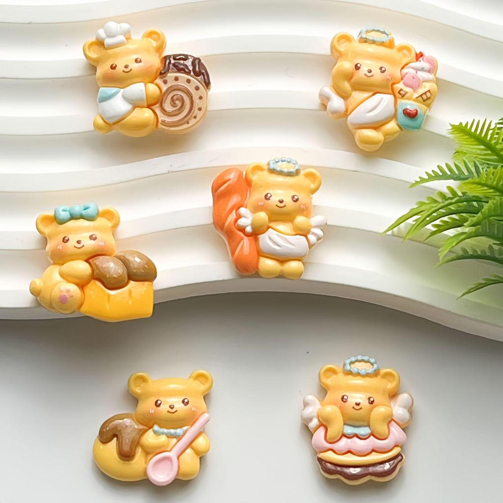Cute Cartoon Bear Resin Ornaments: DIY Dessert, Hair Clips & Crocs Charms