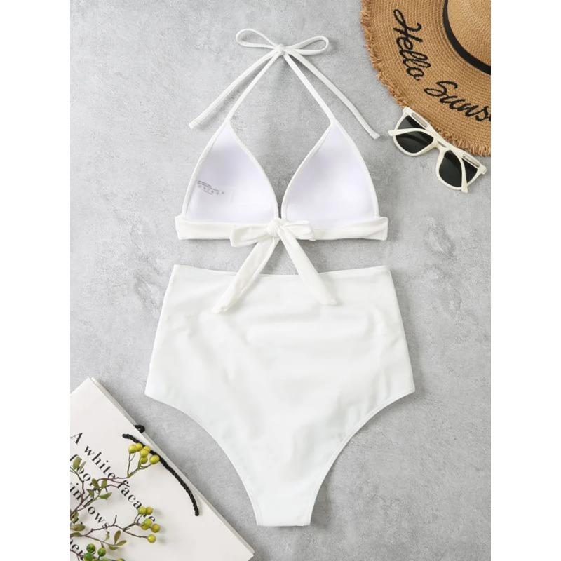 Triangle Bikinis 2025 Women Push Up Swimsuit Solid Sexy High Waist Swimwear Female Swimming Bathing Suit Summer Beachwear