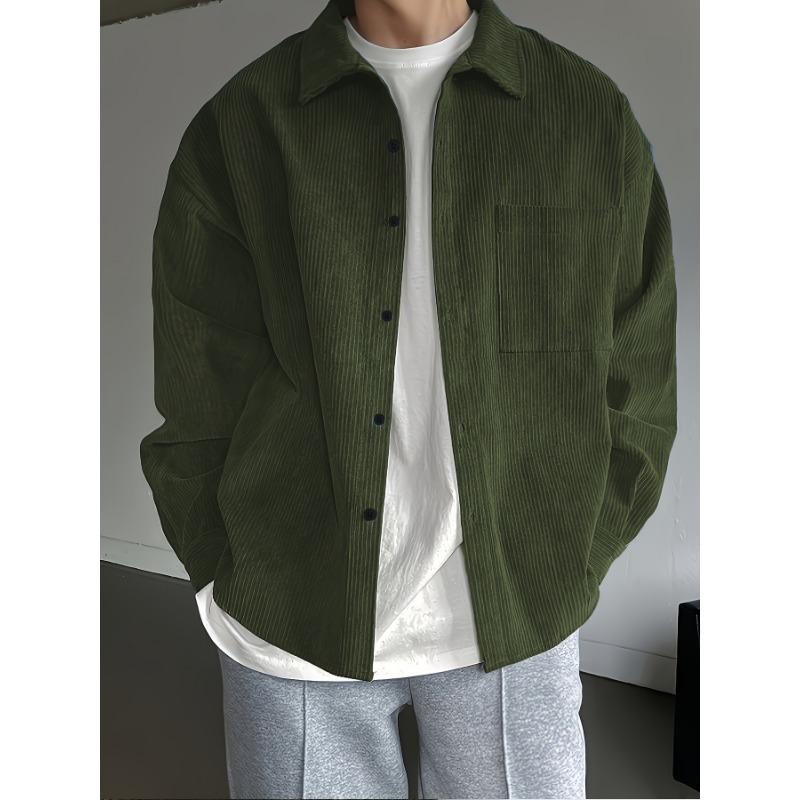 Men Loose Corduroy Long Sleeve Shirt Retro Casual Outerwear