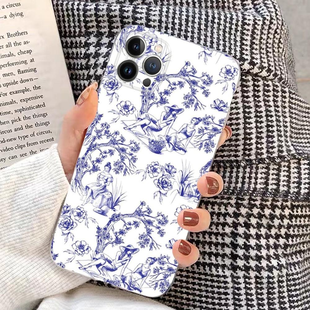Blue and white porcelain Phone Case for iPhone 15 8 7 6 6S Plus X SE 2020 XR XS 14 11 12 13 Mini Pro Max Mobile Case