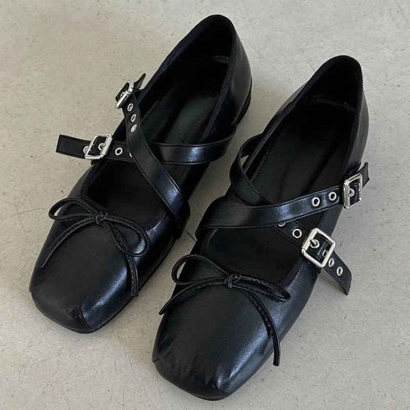 Fashion Belt Buckle Mary Jane Shoes 2025 New Bow Women's Singles