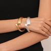 Punk Water Drop Matte Heavy Metal Chunky Spring Bangles for Women Vintage Gold Color Cuff Bracelet Steampunk Jewelry Men