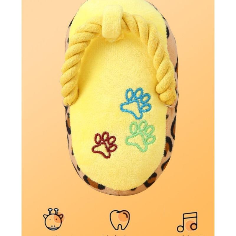 Cotton Rope Plush Squeaky Slipper Chew Toy For Small Medium Dogs
