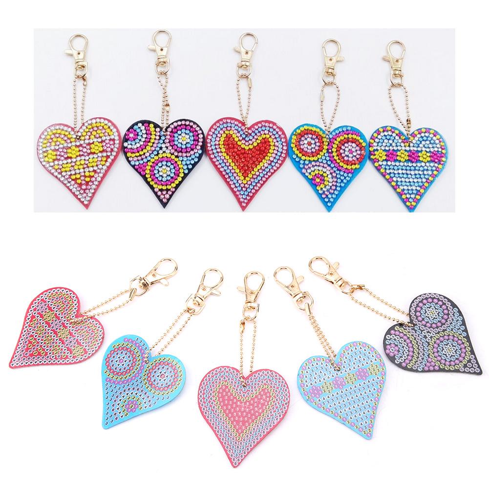 Heart Shaped Key Chain DIY Decoration Resin Drill Diamond Painting Keyring Gift Home Decor
