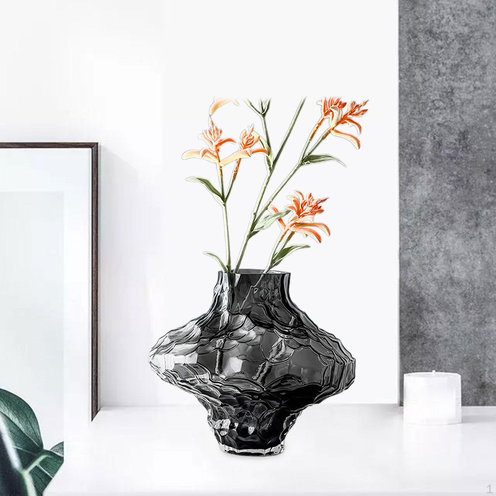 

Glass Flower Vase Home Bouquet Holder Modern Centerpiece,Irregular Shaped for серый