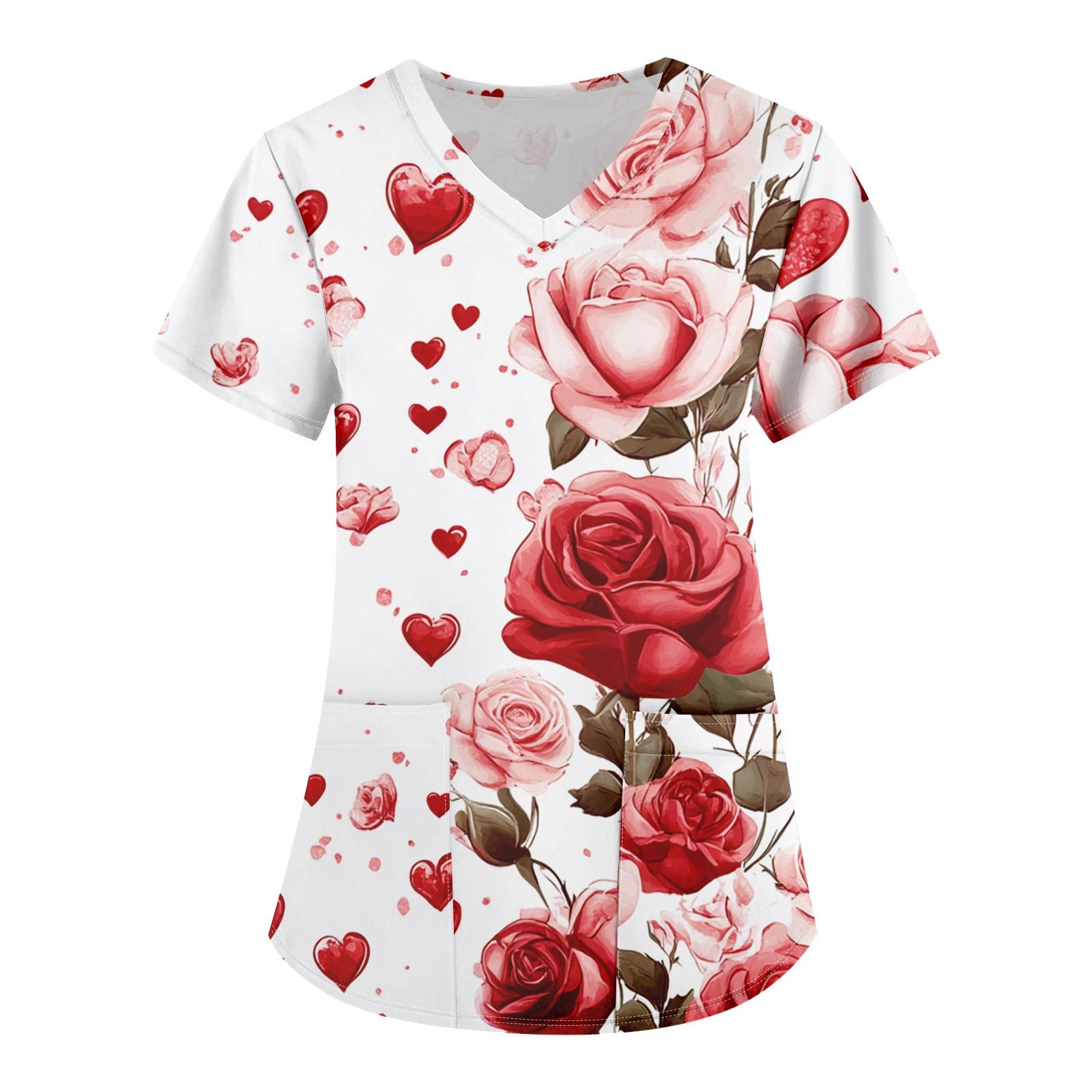 

Женская униформа с принтом, рабочая форма с карманом и v-образным вырезом, защитная рабочая форма XXXXL розовый