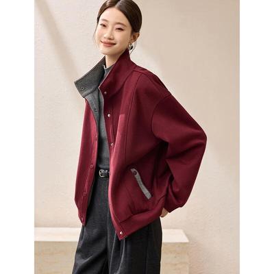 MOHAN YIMEI 2025 Fall Women's Stand-up Collar Drop Shoulder Sweatshirt