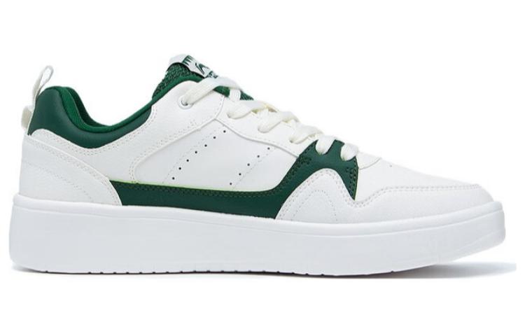 Li Ning Line 2.0 Synthetic Leather Slip Resistant Abrasion Resistant Low top Skateboard Shoes Men's White Green AGCT337-1