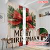 2pcs   plane printing Popular Curtains Festive Pine_ Berries & Red Bow 100% Polyester (without rod) Decorations Outdoor for