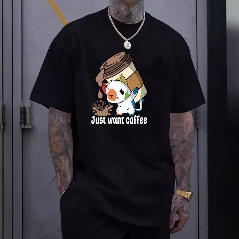 

Men s Printed Loose Round Neck Fashion Short Sleeved T-shirt for Men Shirt S чорний