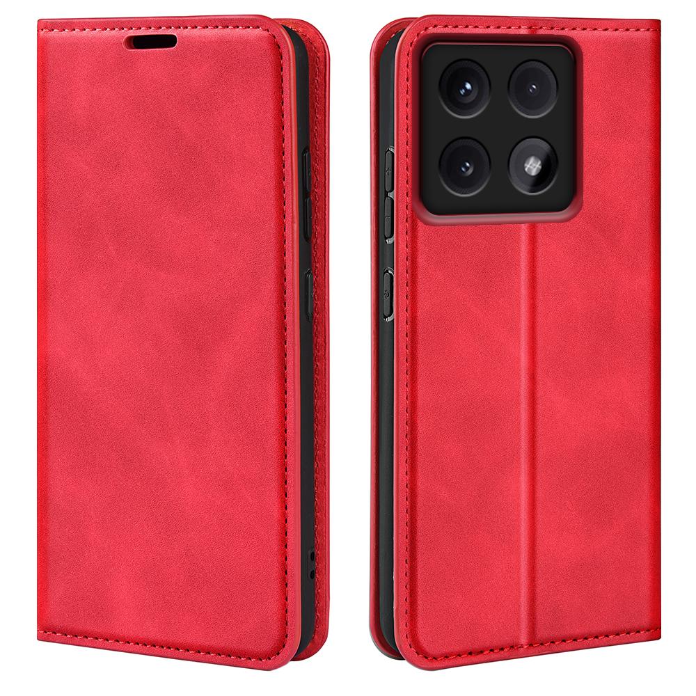 

For Xiaomi 14T Case Skin-Touch Leather Wallet Phone Cover Red