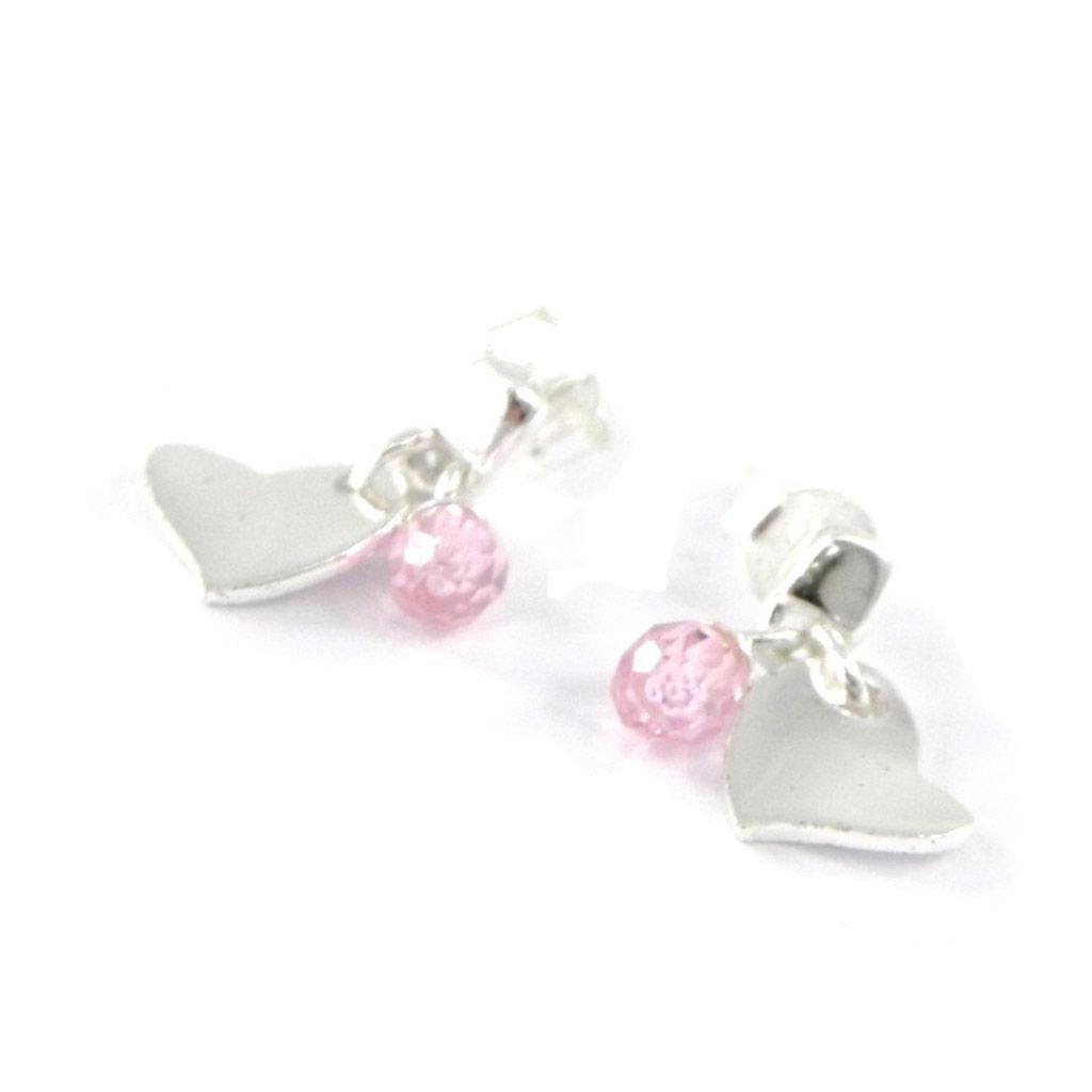 Les Trésors De Lily [F6697] - Pink 'Sweet Heart' Silver Earrings