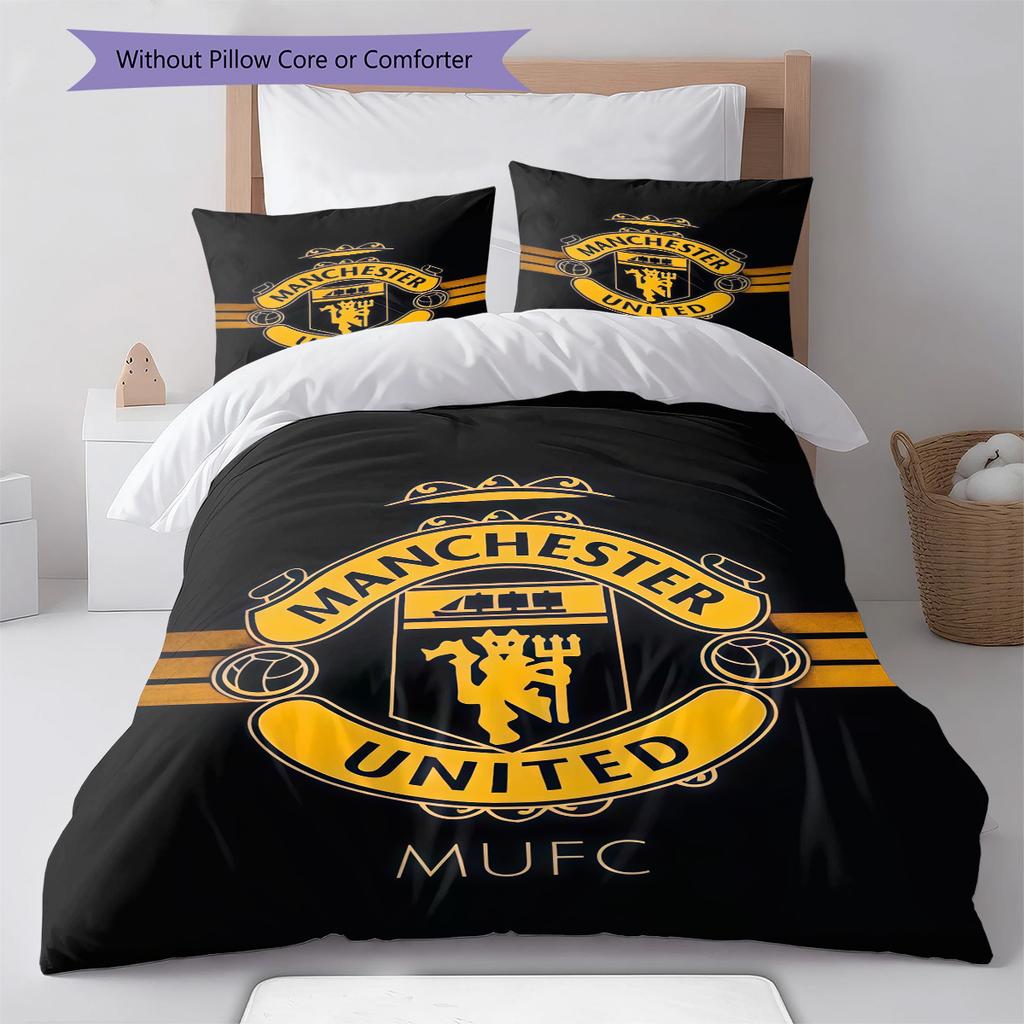 Set Lenzuola Trapunta Manchester United Copripiumino Federa Decorazione Casa Regalo di Compleanno (1 * copripiumino + 2 * federa, senza nucleo)