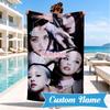 Custom Name Floral Fashion Kpop BP Beach Towel Microfiber Beach Towel, Lightweight and Quick-Dry, for Summer Travel, Swimming Pool Gift