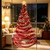 Lighted Christmas Wall Decoration DIY Tree Decor Kit, Hanging Fabric Ornament Set Holiday Backdrop for Window Wall, Handmade Craft with LED