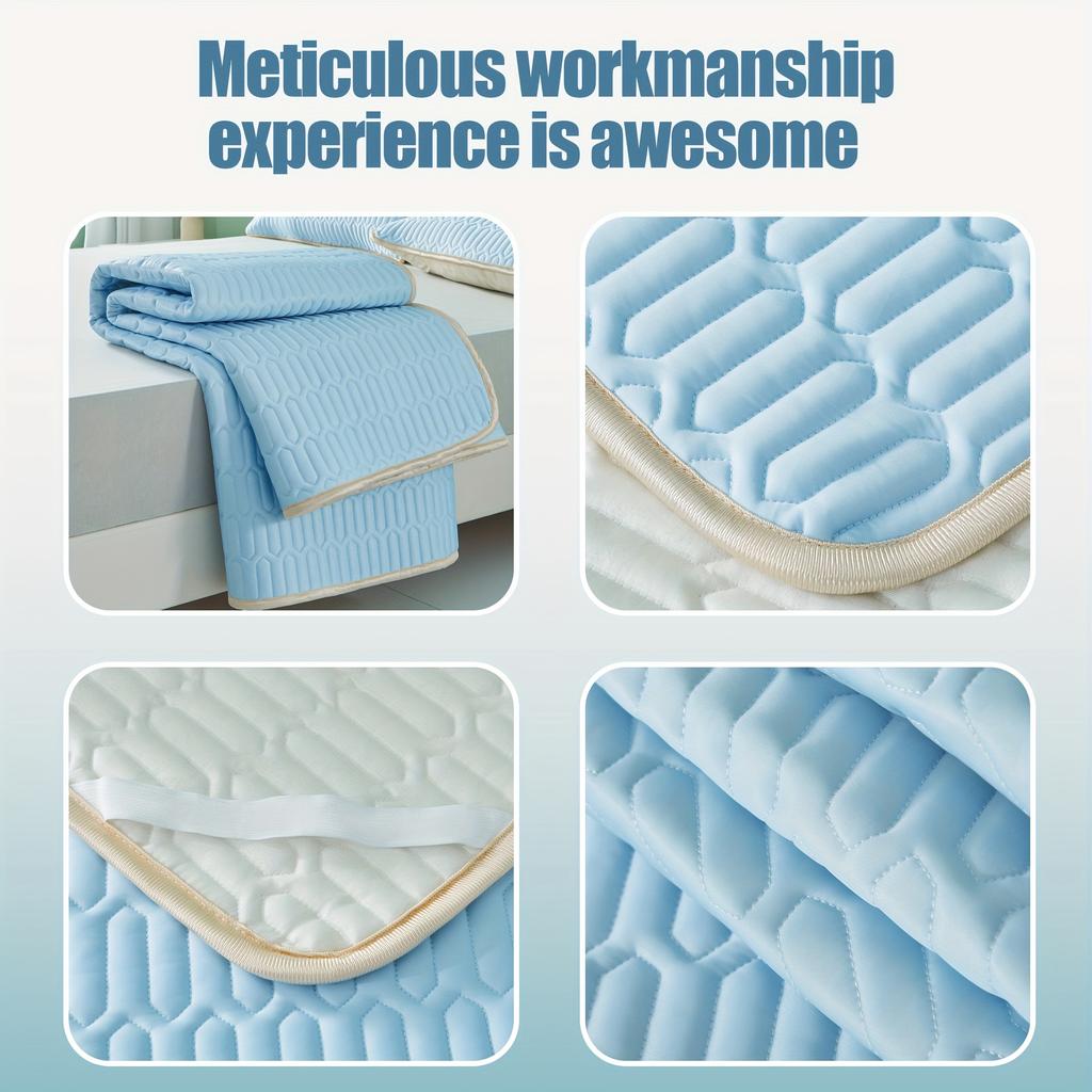 3pcs/set Latex Cooling Mattress Pad-Soft Friendly Foldable All-Season Bedding Breathable Quilted Design(1 mat and 2 pillowcases)