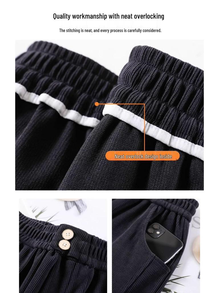 Plus Size High Waist Drapey Slimming Wide-Leg Pants for Women - Spring/Autumn 2024