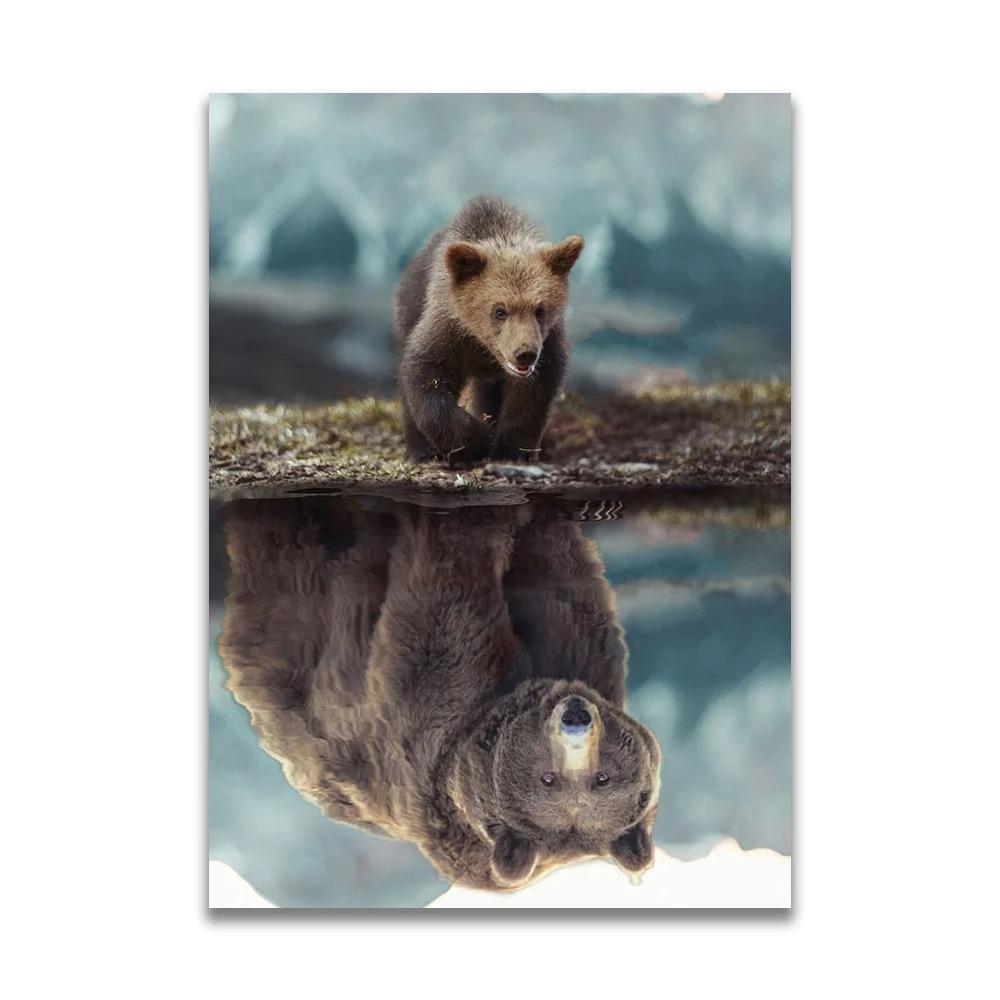 1pc frameless Canvas MINDSET IS EVERYTHING Motivational Poster Lion Tiger Wolf Animal Wall Art Canvas Print fo