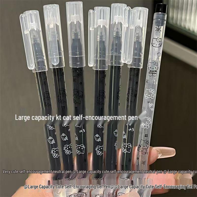 Jiji Kawaii Large Capacity Self-Motivation Black Pen - Stylish, High Performance Student Writing Tool