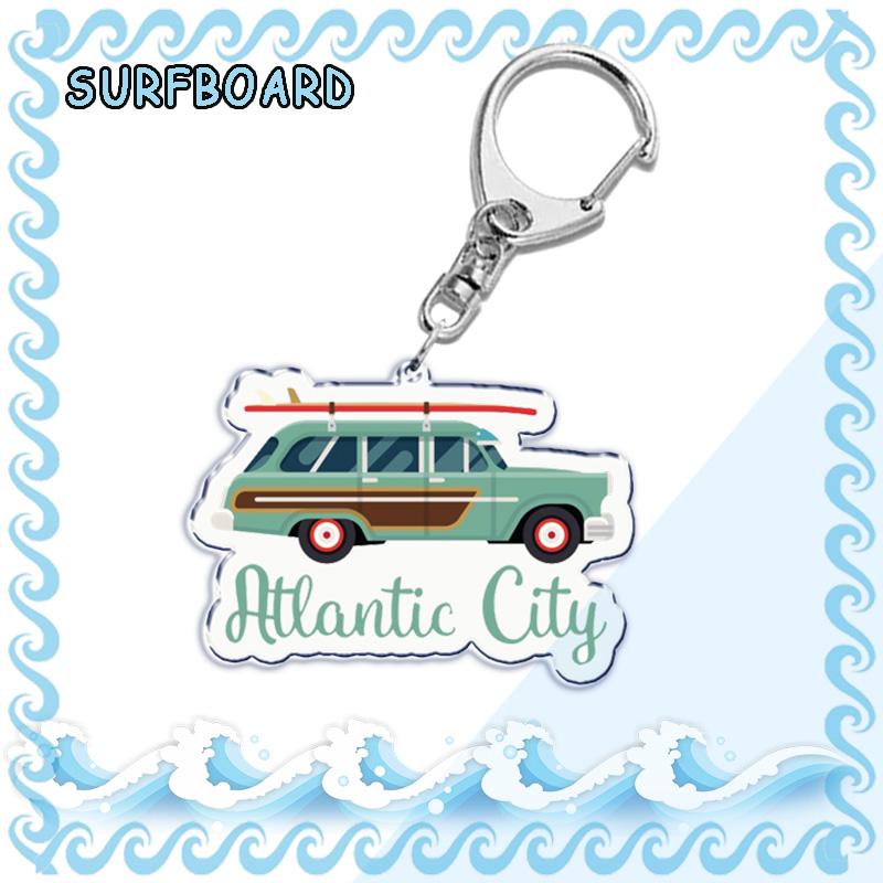 Waves Surfing Surfboard Keychains for Accessories Bag Bicycle Pendant Keyring Jewelry Fans Creative Beach Travel Gift Chaveiro